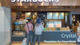  Presentation with starbucks - Slide set featuring hong-kong-china-circa-april background and a ocean colored foreground