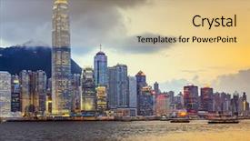  Presentation with hong kong china - Audience pleasing presentation theme consisting of hong kong china city skyline backdrop and a lemonade colored foreground