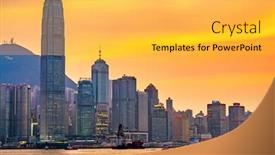  Presentation with hong kong china - Slide set enhanced with hong-kong-china-cityscape background and a light gray colored foreground