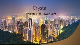 Presentation with hong kong china - Colorful presentation theme enhanced with hong-kong-china-cityscape backdrop and a ocean colored foreground