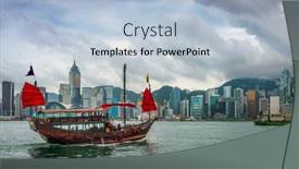  Presentation with hong kong china - Colorful presentation theme enhanced with hong-kong-china-downtown-cityscape backdrop and a light blue colored foreground