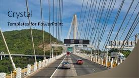  Presentation with long bridge - Presentation theme featuring hong-kong-china-june-18 background and a teal colored foreground