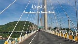  Presentation with long bridge - Presentation design enhanced with hong-kong-china-june-18 background and a teal colored foreground