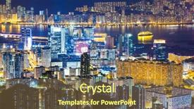  Presentation with city night - Slide deck having close up portrait of attractive young woman with red hair staring by blue wall background and a light blue colored foreground