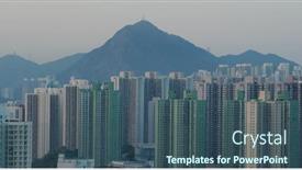  Presentation with hong kong - Theme consisting of hong-kong-city-at-sunset background and a ocean colored foreground