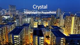  Presentation with night city - PPT theme with hong kong city night residential background and a ocean colored foreground