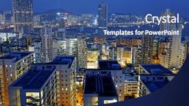  Presentation with hong kong city day - Slide deck having hong kong city night residential background and a ocean colored foreground