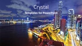  Presentation with city night - Beautiful PPT theme featuring hong-kong-city-night backdrop and a ocean colored foreground