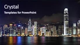  Presentation with hong kong - Theme enhanced with spring garden concept gardener is background and a tawny brown colored foreground.