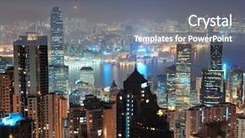  Presentation with mountain water - PPT layouts having hong kong city skyline at night with victoria harbor and skyscrapers illuminated by lights over water viewed from mountain top background and a gray colored foreground