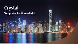  Presentation with hong kong china - Presentation theme enhanced with hong kong city skyline background and a wine colored foreground