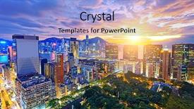  Presentation with city street - Amazing slides having hong kong city sunset tsim backdrop and a light blue colored foreground