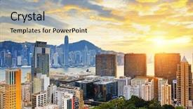  Presentation with street lights - PPT theme featuring hong kong city sunset tsim background and a lemonade colored foreground