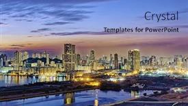  Presentation with hong kong - Audience pleasing slides consisting of hong-kong-city-sunset-view backdrop and a light blue colored foreground