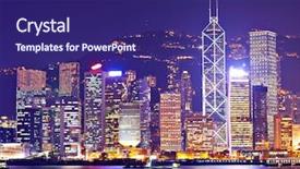  Presentation with hong kong finance - Presentation theme enhanced with hong kong cityscape at night background and a  colored foreground