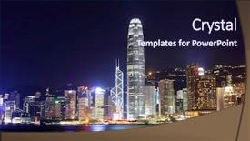 Presentation with hong kong china - Cool new presentation theme with hong kong cityscape at night backdrop and a wine colored foreground