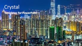  Presentation with hong kong - Presentation theme consisting of hong-kong-cityscape-at-night background and a ocean colored foreground