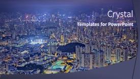  Presentation with hong kong - Slide deck with hong-kong-cityscape-at-night background and a ocean colored foreground