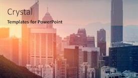 Presentation with hong kong - Slide set featuring hong-kong-cityscape-at-sunset background and a  colored foreground