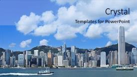 Presentation with hong kong - Colorful presentation theme enhanced with hong kong cityscape backdrop and a light blue colored foreground
