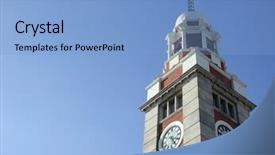  Presentation with hong kong - Slide set featuring hong kong clock tower background and a light blue colored foreground