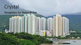  Presentation with buildings - Beautiful slides featuring hong kong crowded buildings backdrop and a light blue colored foreground