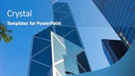  Presentation with bank building - Presentation theme having hong-kong-dec-11-bank background and a teal colored foreground