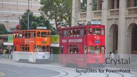  Presentation with tram - PPT theme having hong-kong-december-05-unidentified background and a light blue colored foreground
