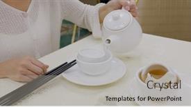  Presentation with dim sum - Slide deck consisting of hong-kong-dim-sum-restaurant background and a light gray colored foreground