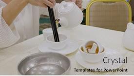 Presentation with dim sum - Presentation theme consisting of hong-kong-dim-sum-restaurant background and a light gray colored foreground