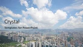  Presentation with hong kong - Beautiful slides featuring hong kong downtown backdrop and a light blue colored foreground