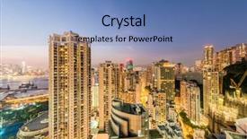  Presentation with view of hong kong - Theme enhanced with hong kong during sunset hour background and a  colored foreground