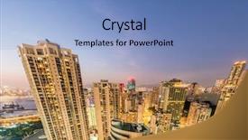  Presentation with view of hong kong - Presentation theme with hong kong during sunset hour background and a  colored foreground