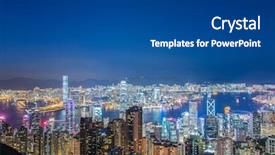  Presentation with view of hong kong - Beautiful PPT layouts featuring hong kong during sunset hour backdrop and a  colored foreground