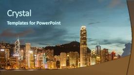  Presentation with hong kong - Colorful PPT theme enhanced with hong kong during sunset hour backdrop and a  colored foreground