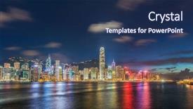  Presentation with view of hong kong - Beautiful PPT theme featuring hong kong during sunset hour backdrop and a  colored foreground