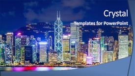  Presentation with view of hong kong - Beautiful PPT layouts featuring hong kong famous night view backdrop and a navy blue colored foreground