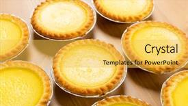  Presentation with egg - Presentation design with hong kong food egg tart background and a yellow colored foreground