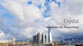  Presentation with hong kong city day - Presentation design having casale marittimo tuscany italy view across the vineyards on sunset lights background and a tawny brown colored foreground