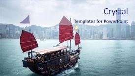  Presentation with hong kong china - Cool new slides with hong kong harbour china backdrop and a sky blue colored foreground