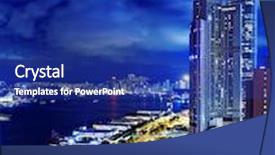  Presentation with hong kong - Colorful presentation enhanced with hong kong highrise buildings at night backdrop and a ocean colored foreground
