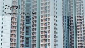  Presentation with residential - Slides featuring hong kong history - residential building facade at day background and a light blue colored foreground