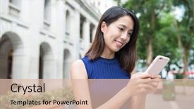  Presentation with phone - Cool new presentation theme with hong kong history - woman using mobile phone backdrop and a lemonade colored foreground