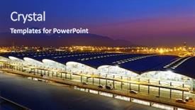  Presentation with hong kong airport - Audience pleasing presentation theme consisting of hong kong international airport backdrop and a ocean colored foreground