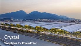  Presentation with hong kong airport - Presentation design consisting of hong kong international airport background and a ocean colored foreground