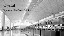  Presentation with hong kong airport - Presentation theme consisting of hong kong international airport background and a light gray colored foreground