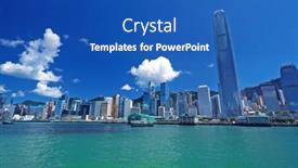  Presentation with hong kong - Slide deck consisting of hong-kong-island-victoria-harbour background and a teal colored foreground
