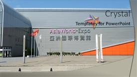  Presentation with exhibition - Colorful presentation theme enhanced with hong-kong-june-04-2015 backdrop and a light blue colored foreground