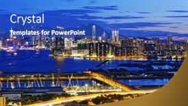  Presentation with hong kong - PPT theme consisting of hong-kong-kowloon-at-night background and a cobalt blue colored foreground