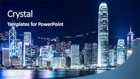  Presentation with hong kong - Audience pleasing theme consisting of hong kong landmark at night backdrop and a  colored foreground